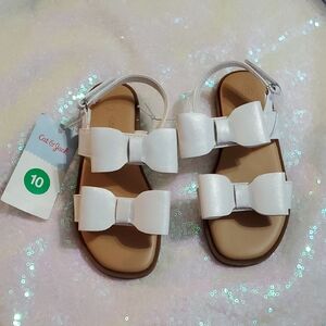 NWT Cat & Jack White /Ruby Bow Kids Sandals Toddler Size 10